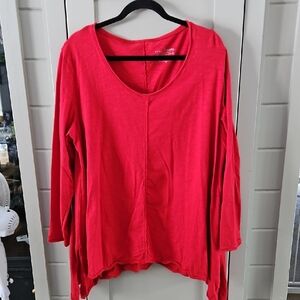 Neon Buddha Bold Red Long Sleeve Top 1X Ptp 25